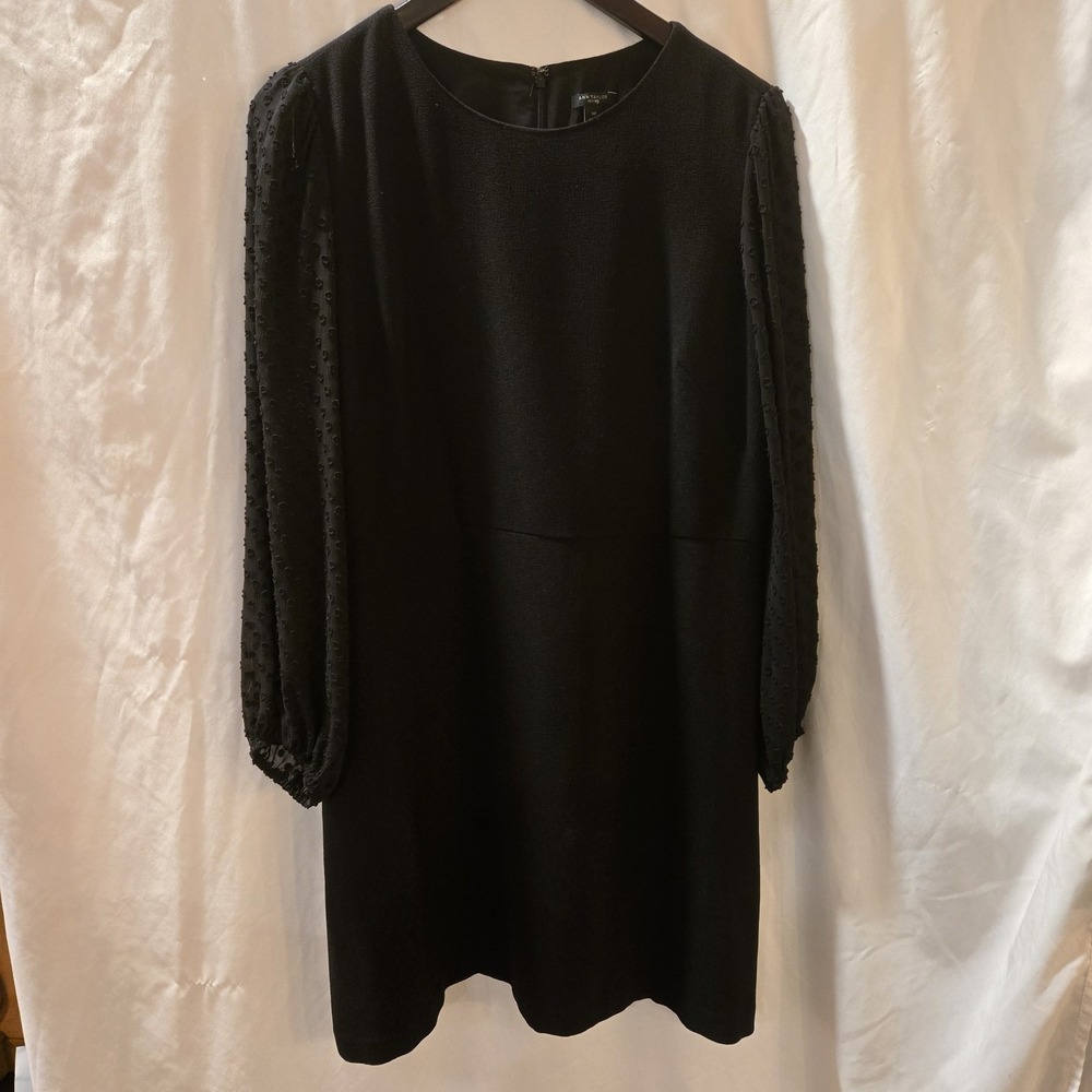 Ann Taylor Black Semi Sheer Long Sleeve Petite  Dress Sz‎ 14P